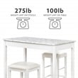 Maklaine Three Piece Wood & Faux Marble Tavern Set Backless Stools in White