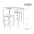 Maklaine Three Piece Wood & Faux Marble Tavern Set Backless Stools in White