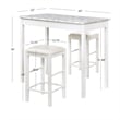 Maklaine Three Piece Wood & Faux Marble Tavern Set Backless Stools in White