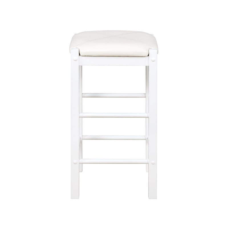 Maklaine Three Piece Wood & Faux Marble Tavern Set Backless Stools in White