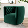 Maklaine Mid-Century Modern Tufted Back Velvet Swivel Chair in Green