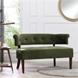 Maklaine Contemporary Roll Arm Tufted Bench Settee Olive Green Velvet