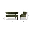 Maklaine Contemporary Roll Arm Tufted Bench Settee Olive Green Velvet