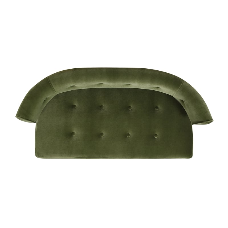Maklaine Contemporary Roll Arm Tufted Bench Settee Olive Green Velvet