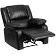 Maklaine Modern / Contemporary Leather Recliner in Black Finish