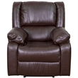 Maklaine Modern / Contemporary Leather Recliner in Brown Finish