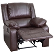 Maklaine Modern / Contemporary Leather Recliner in Brown Finish
