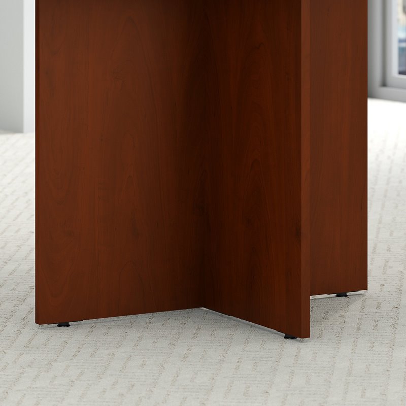 Maklaine Engineered Wood Round Conference Table with Wood Base in Hansen Cherry