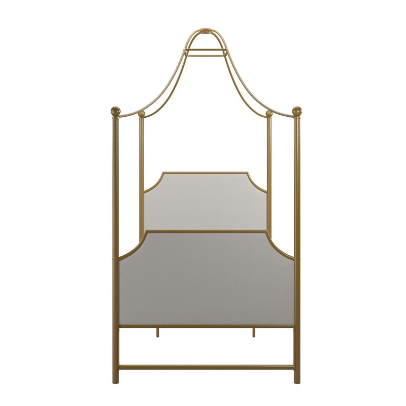 Maklaine Modern / Contemporary Canopy Twin Bed in Gold Finish