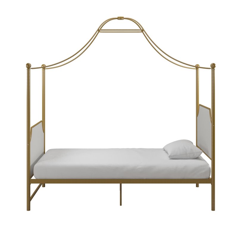 Maklaine Modern / Contemporary Canopy Twin Bed in Gold Finish