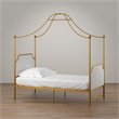 Maklaine Modern / Contemporary Canopy Twin Bed in Gold Finish
