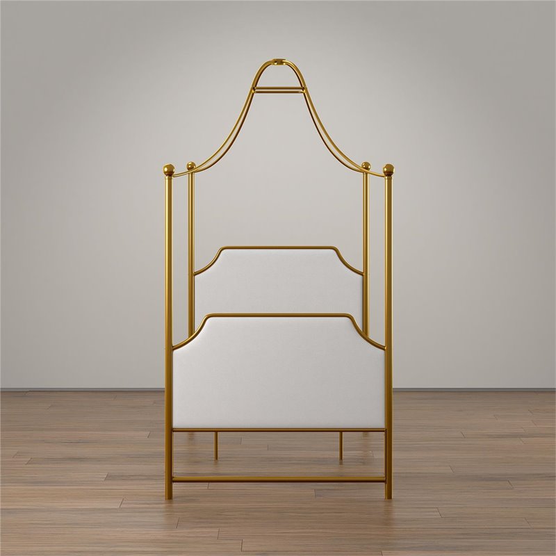 Maklaine Modern / Contemporary Canopy Twin Bed in Gold Finish