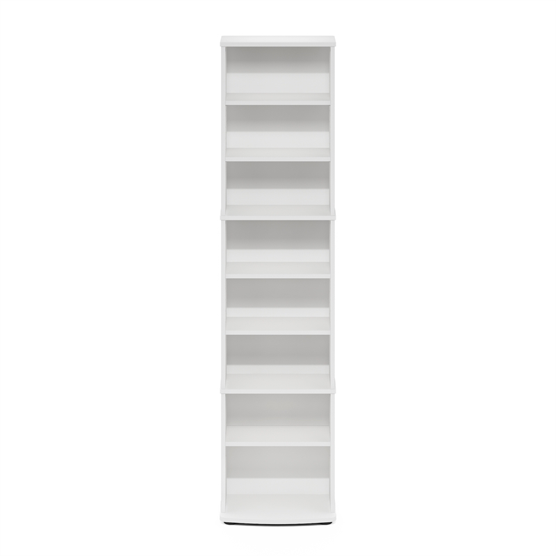 Maklaine Contemporary Space Saving Multimedia Storage Tower in White