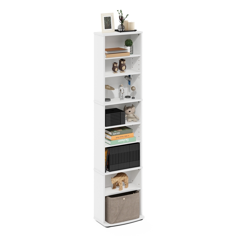 Maklaine Contemporary Space Saving Multimedia Storage Tower in White