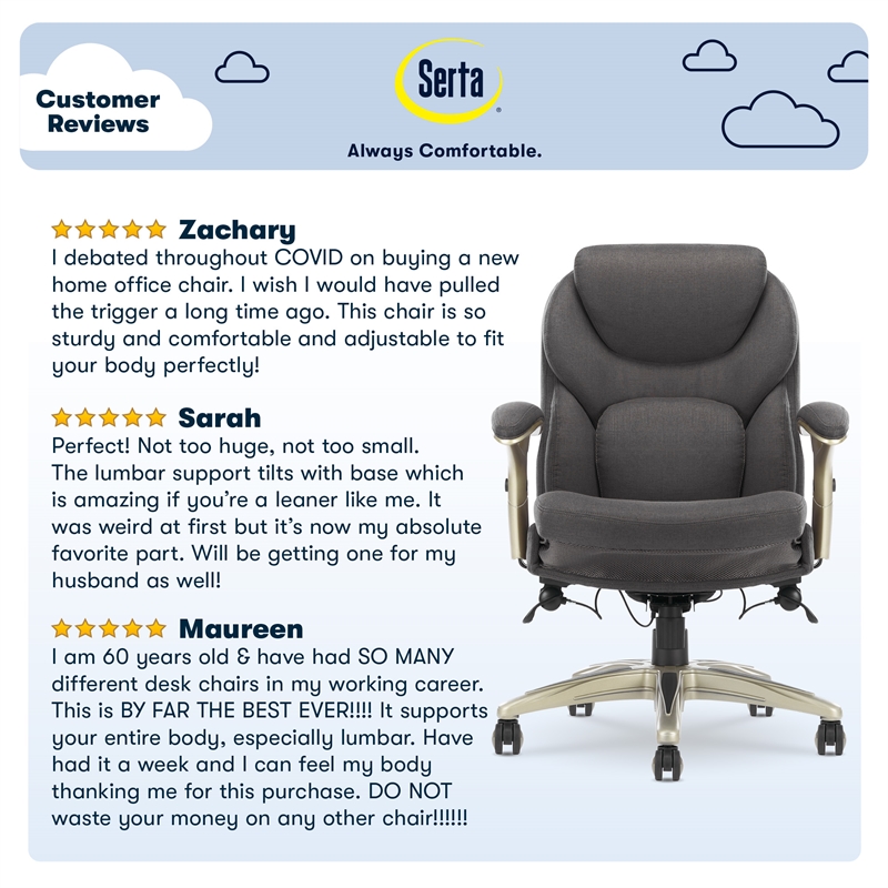 Maklaine Contemporary Back in Motion Office Chair in Dark Gray Fabric