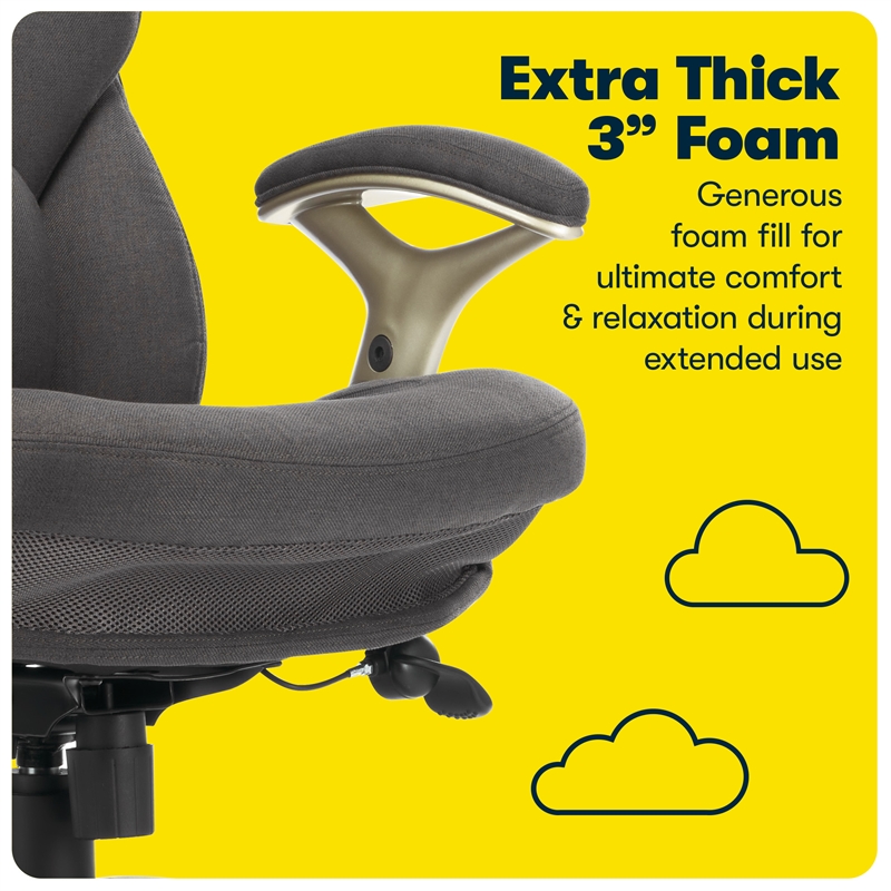 Maklaine Contemporary Back in Motion Office Chair in Dark Gray Fabric