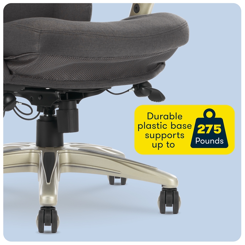 Maklaine Contemporary Back in Motion Office Chair in Dark Gray Fabric