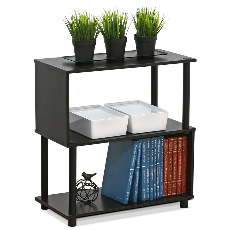 Maklaine Contemporary Engineered Wood 3-Tier Rack in Espresso