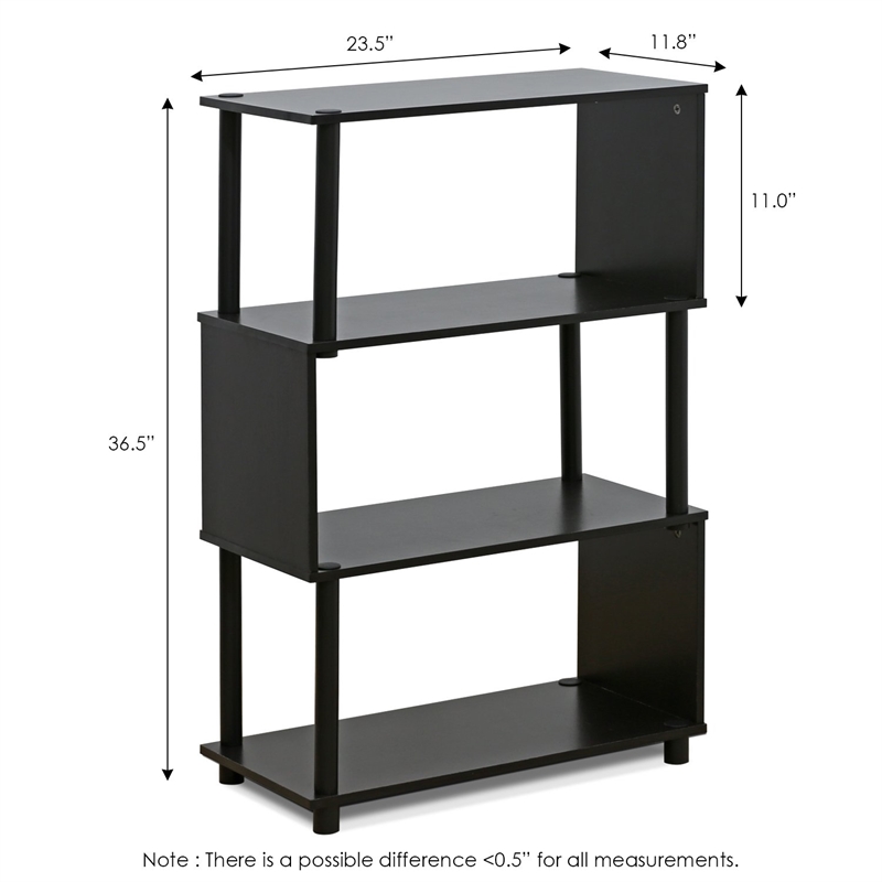 Maklaine Contemporary Engineered Wood 4-Tier Rack in Espresso