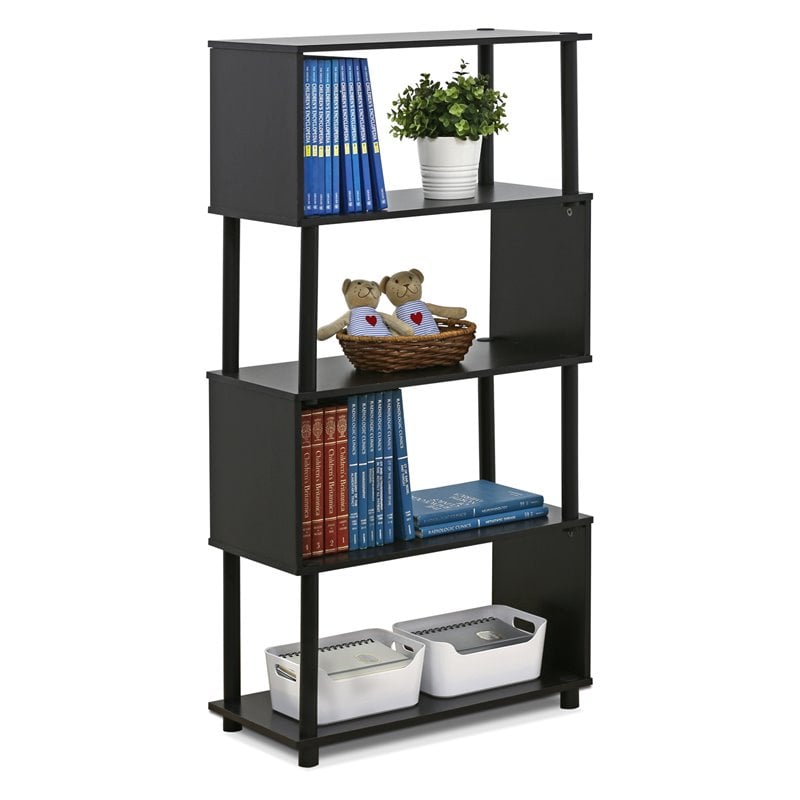 Maklaine Contemporary Engineered Wood 5-Tier Rack in Espresso