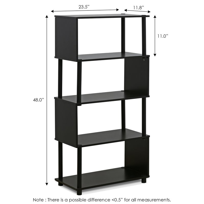 Maklaine Contemporary Engineered Wood 5-Tier Rack in Espresso