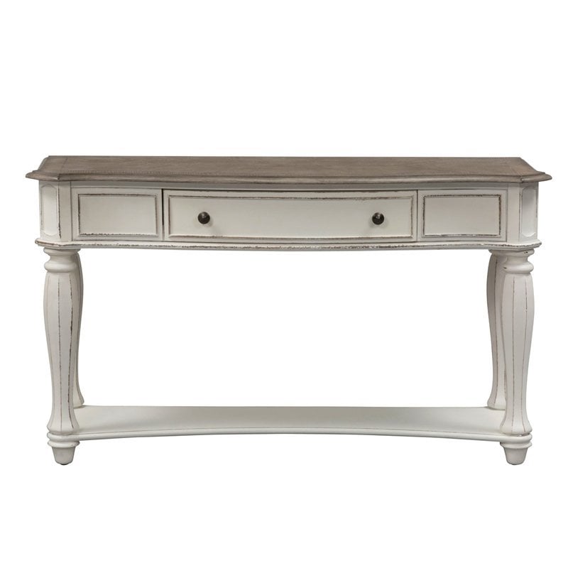 Maklaine Elegant Wood Modern Traditional White Finish Sofa Table