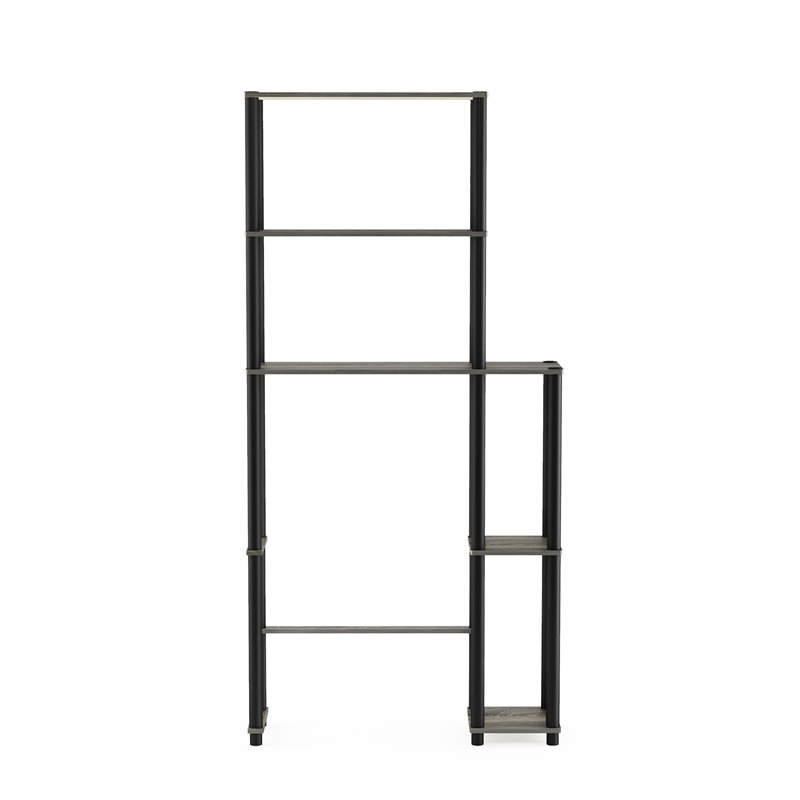 Maklaine Turn-N-Tube Wood Toilet Space Saver with 5 Shelves in Oak Gray/Black