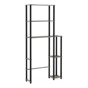 Maklaine Turn-N-Tube Wood Toilet Space Saver with 5 Shelves in Oak Gray/Black