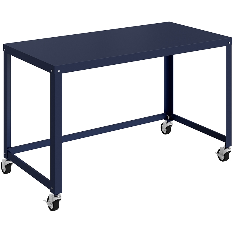 Maklaine Ready-to-assemble 48 inch Wide Mobile Metal Desk - Navy