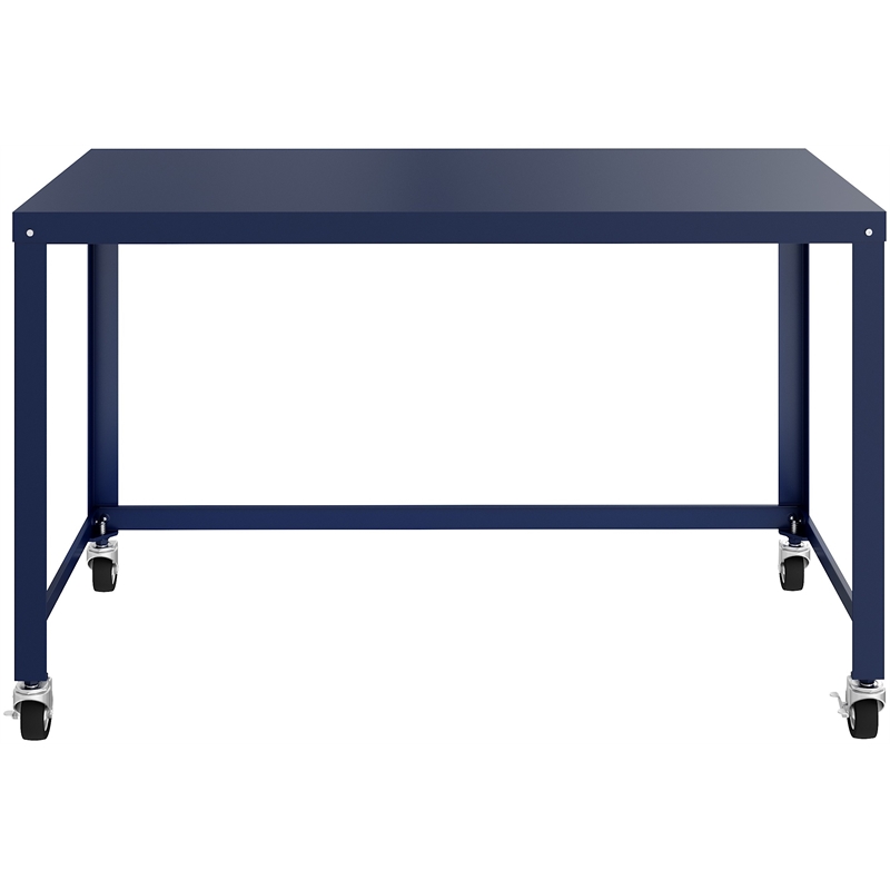 Maklaine Ready-to-assemble 48 inch Wide Mobile Metal Desk - Navy