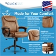 Maklaine Ergonomic Mid Back Desk Chair Bonded Leather Cognac