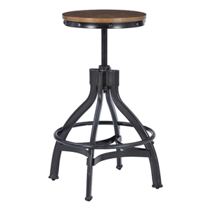 Maklaine Metal Adjustable Height Backless Stools Set of 2 in Dark Gunmetal