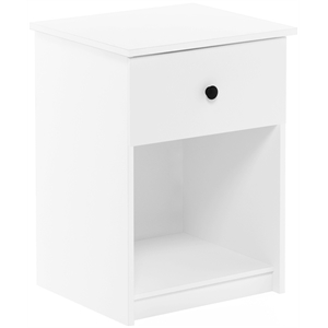Maklaine Engineered Wood Nightstand with One Drawer in White