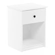 Maklaine Engineered Wood Nightstand with One Drawer in White