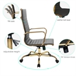 Maklaine High-Back Faux Leather Office Chair With Gold Frame in Black