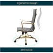 Maklaine High-Back Faux Leather Office Chair With Gold Frame in Black