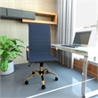 Maklaine High-Back Leather Office Chair With Gold Frame in Navy Blue