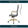 Maklaine High-Back Leather Office Chair With Gold Frame in Navy Blue