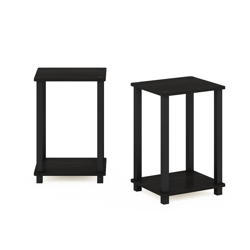 Maklaine Contemporary End Table in Small in Set of 2 in Espresso/Black