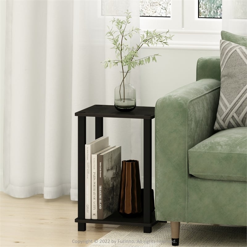 Maklaine Contemporary End Table in Small in Set of 2 in Espresso/Black
