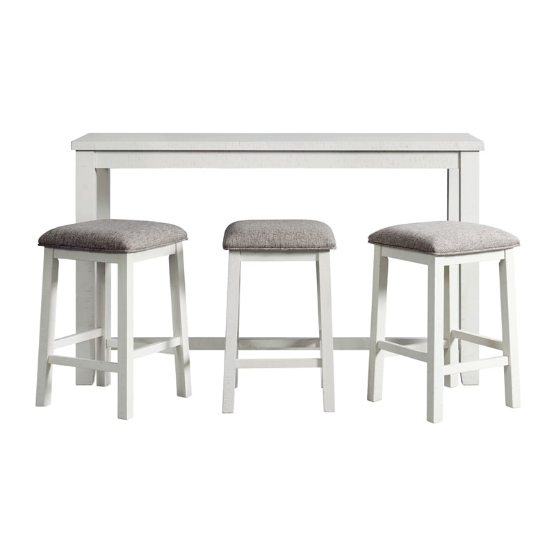 Maklaine Modern Transitional Multipurpose Bar Table Set in White