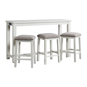 Maklaine Modern Transitional Multipurpose Bar Table Set in White