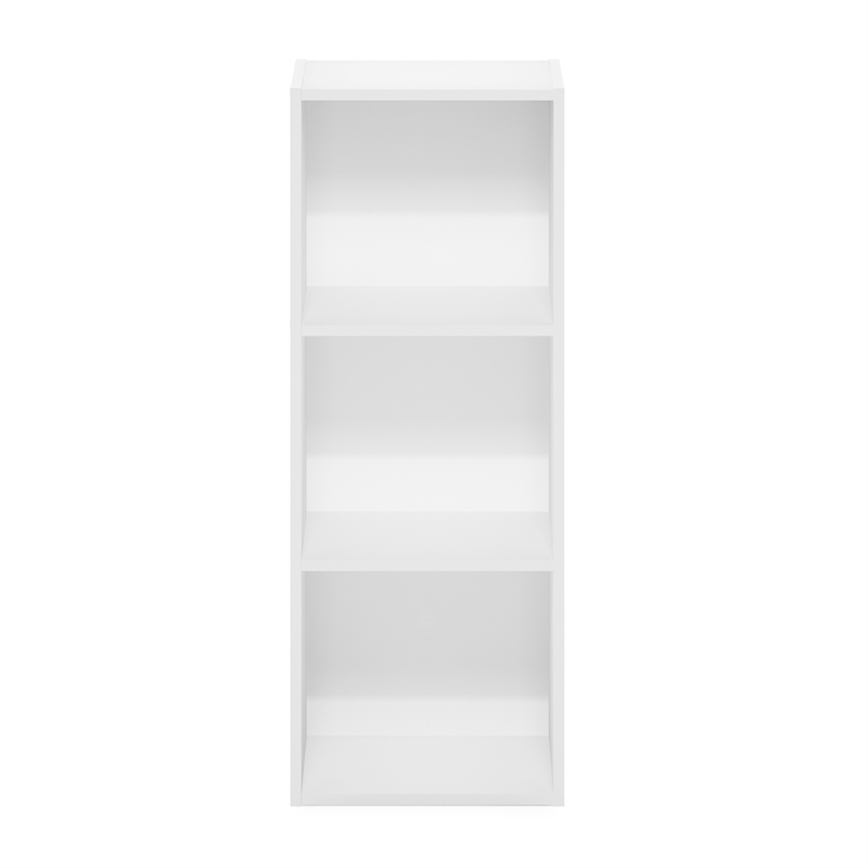 Maklaine 3-Tier No Tool Assembly Open Shelf Bookcase in White