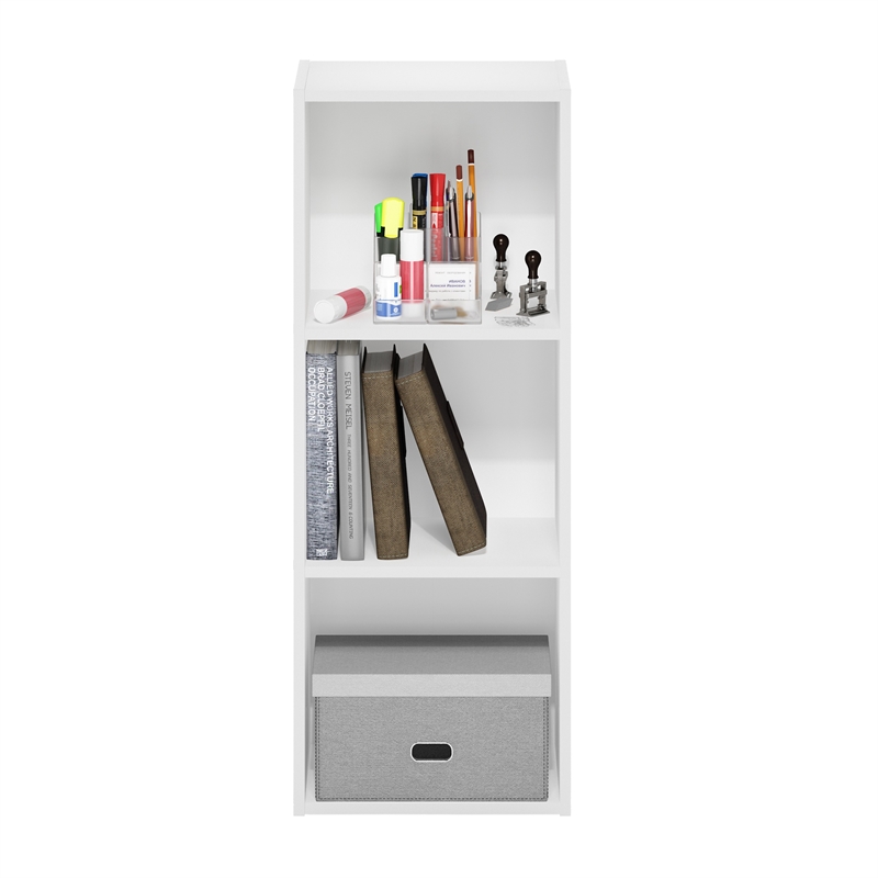 Maklaine 3-Tier No Tool Assembly Open Shelf Bookcase in White