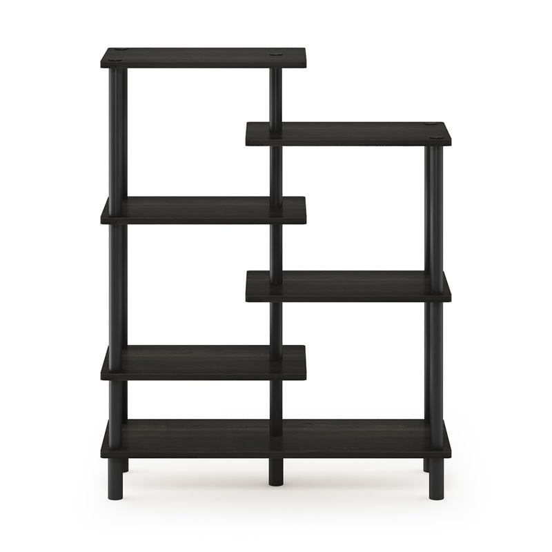 Maklaine Turn-N-Tube Wood 6-Tier Accent Display Rack in Espresso/Black