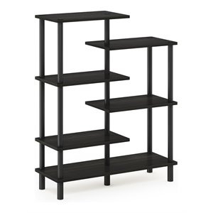 Maklaine Turn-N-Tube Wood 6-Tier Accent Display Rack in Espresso/Black