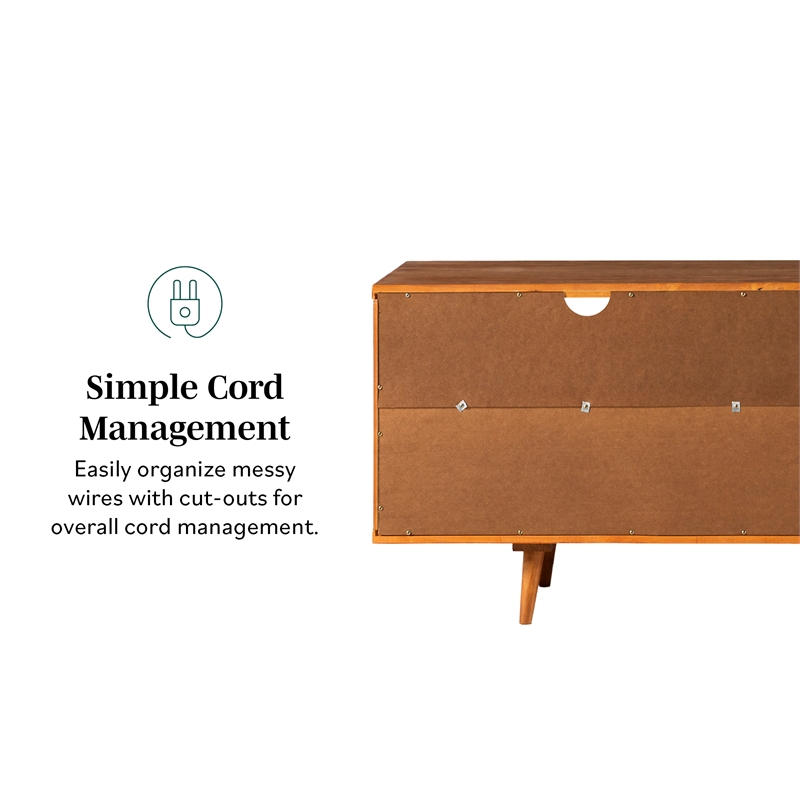 Maklaine 3-Drawer Solid Pine Wood TV Stand for TVs up to 64
