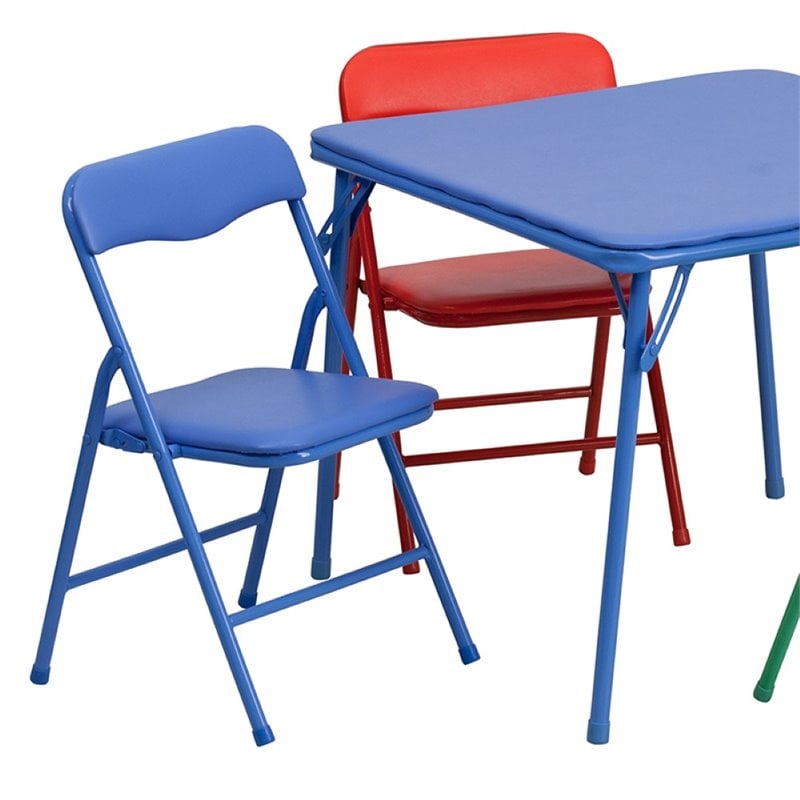 Maklaine Modern / Contemporary 5 Pc Kids Folding Table Set In Blue