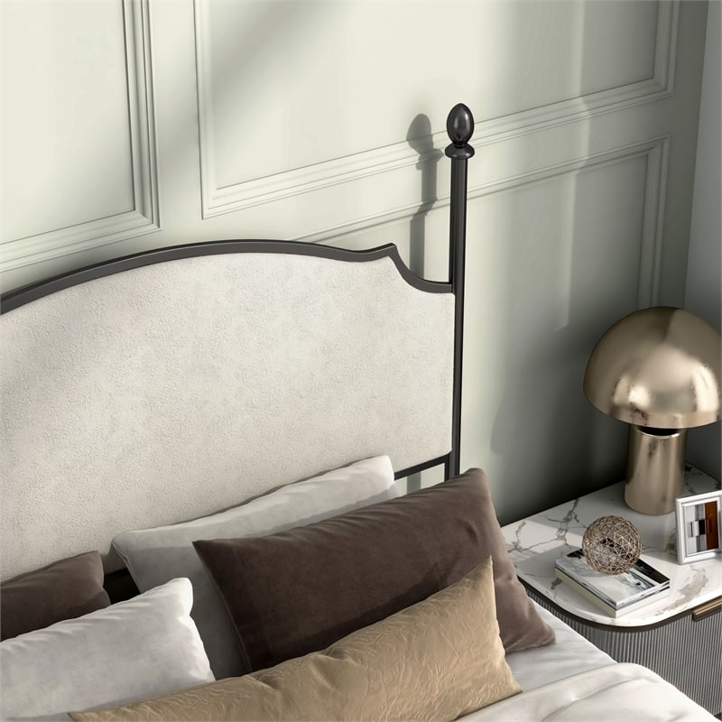 Maklaine Elegant Modern Transitional Gunmetal Metal Queen Bed