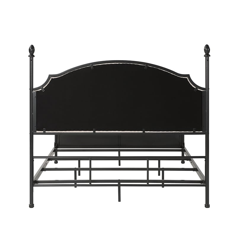 Maklaine Elegant Modern Transitional Gunmetal Metal Queen Bed